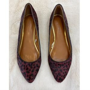 new Banana Republic burgundy leopard print pointed toe flats gold heel size 6.5